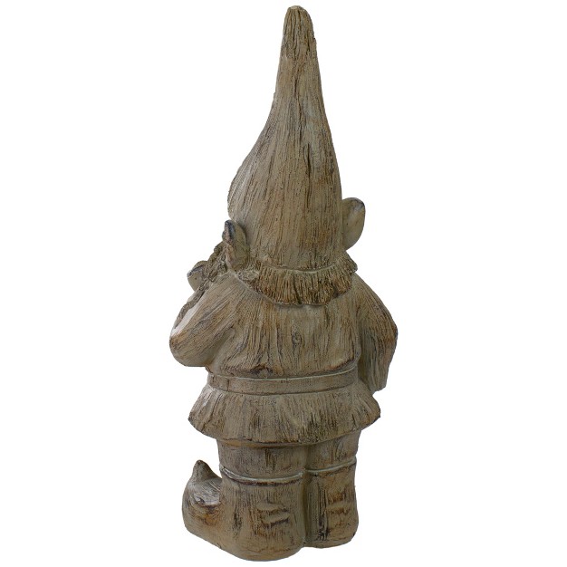 Gray Standing Gnome Outdoor Garden Statue