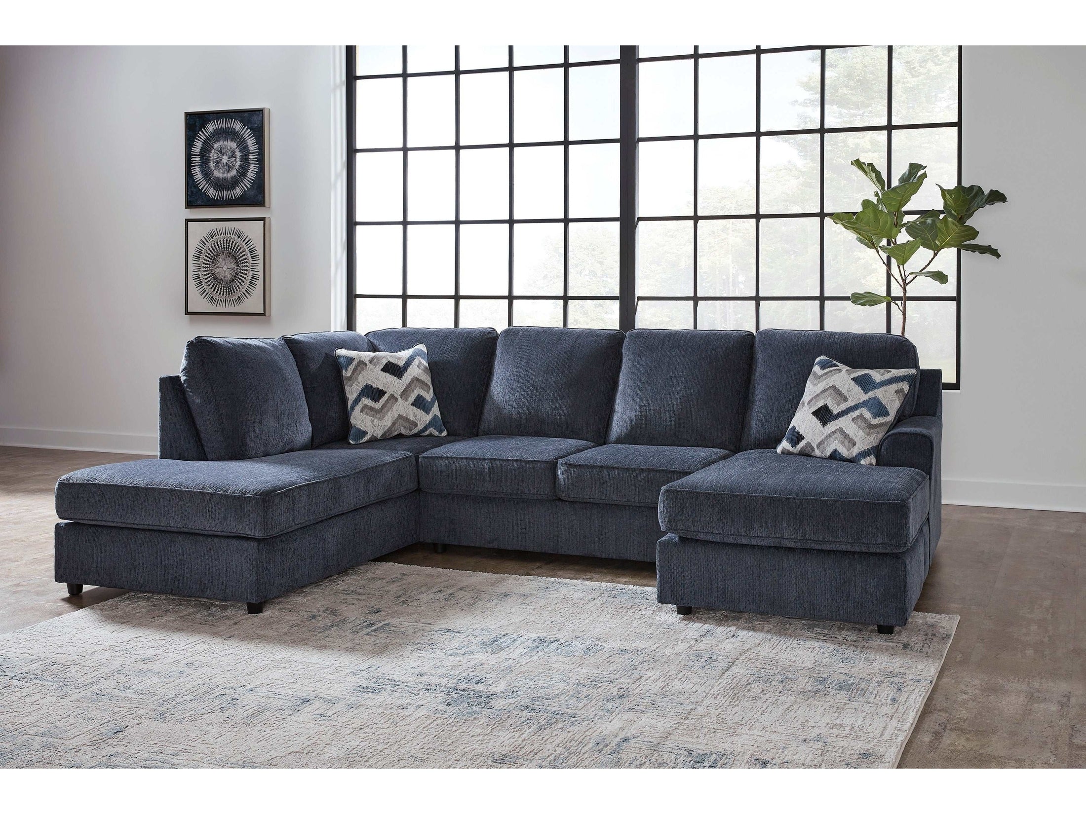 (Online Special Price) Albar Place Cobalt 2pc Sectional w/ LAF Corner Chaise