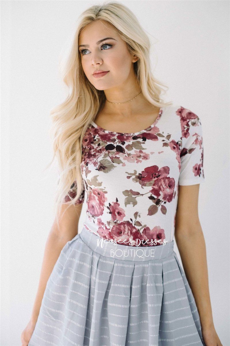 Lovely Mauve Rose Floral Top