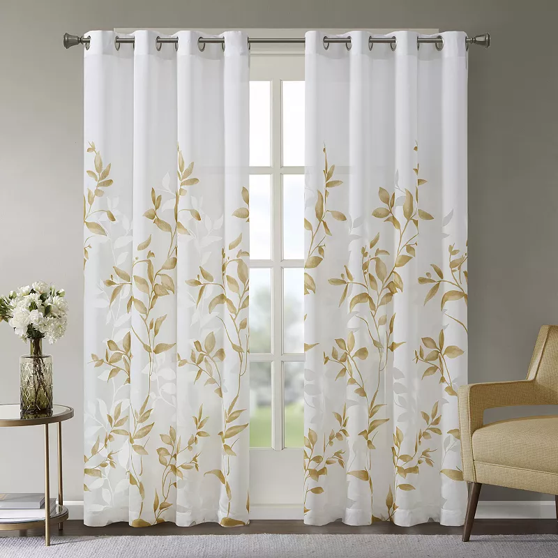 Madison Park Vera 1-Panel Burnout Lightweight Semi-Sheer Grommet Window Curtain