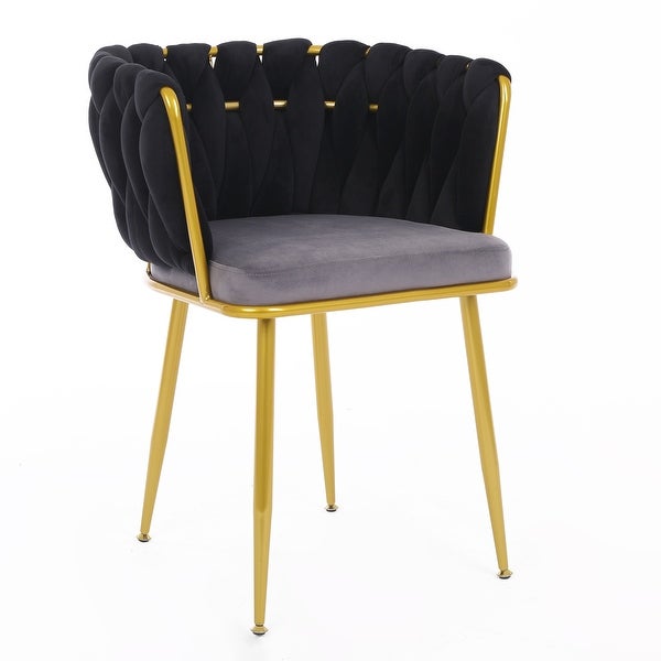 JASIWAY Velvet Accent Chair with Back Arm and Gold Metal Legs