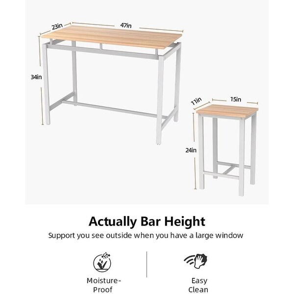 4 - Person Counter Height Dining Set with Wooden Panel and Metal Frame