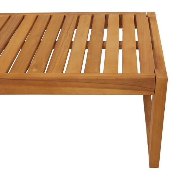 Brown Teak Contemporary Outdoor Accent Table