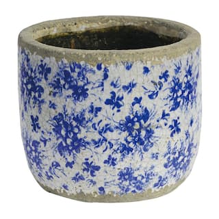 A  B Home Lilibeth 8.3 in. Blue White Ceramic Planter D69287