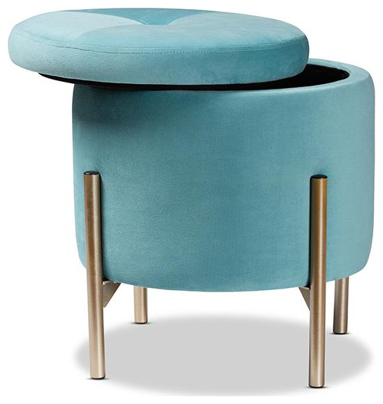 Baxton Studio Malina Contemporary Glam and Luxe Sky Blue Velvet Fabric...   Contemporary   Footstools And Ottomans   by GwG Outlet  Houzz