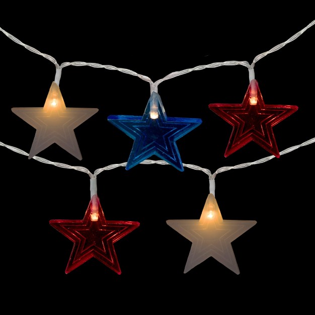 Northlight 20 count Patriotic Americana Star Led String Lights 9 5ft Clear Wire