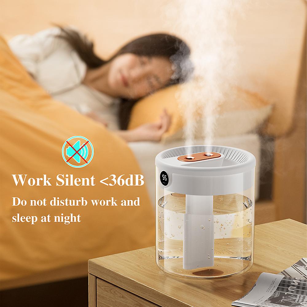 H2o Air Humidifier 2l Large Capacity Double Nozzle With Lcd Humidity Display Aroma Essential Oil Diffuser For Home Portable Usb