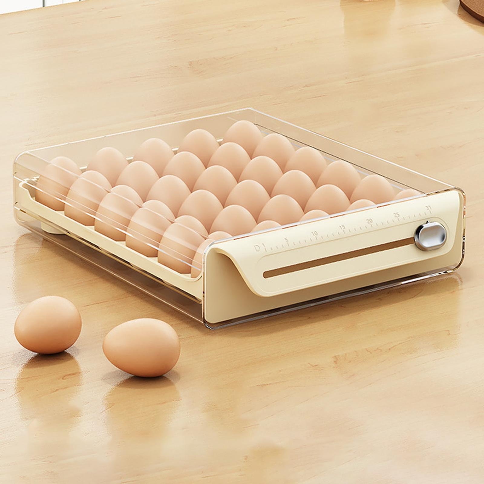 Eggs Storage Container With Time Scale Eggd Tray With Drawer Kitchen Freezer Single 30 Grid