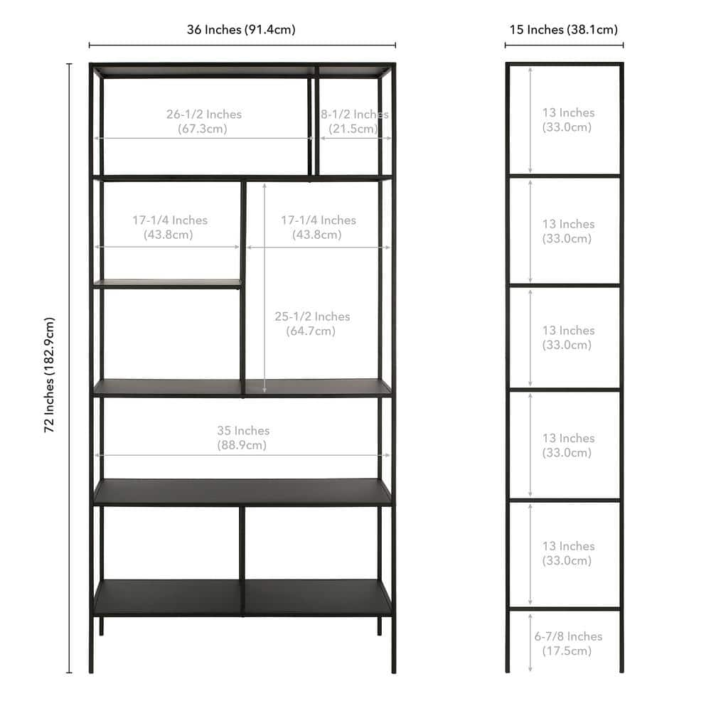 MeyerCross Winthrop 72 in. Blackened Bronze 6-Shelf Bookcase BK0345