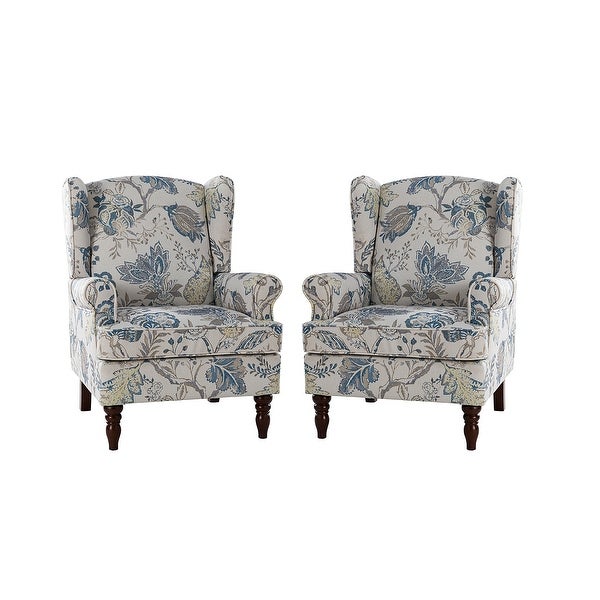 Epimethis Traditional Fabric Accent Armchair with Turned Legs Set of 2 by HULALA HOME