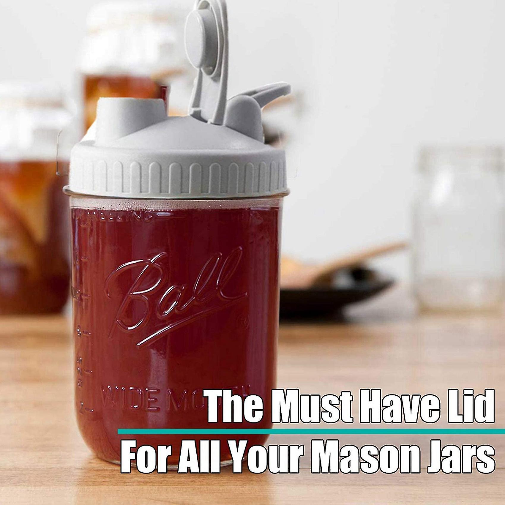 Mason Jar Lid， 6 Pieces Of Leak-proof Flip-top Lid Suitable For Wide Mouth Mason Jar (jar Not Inclu