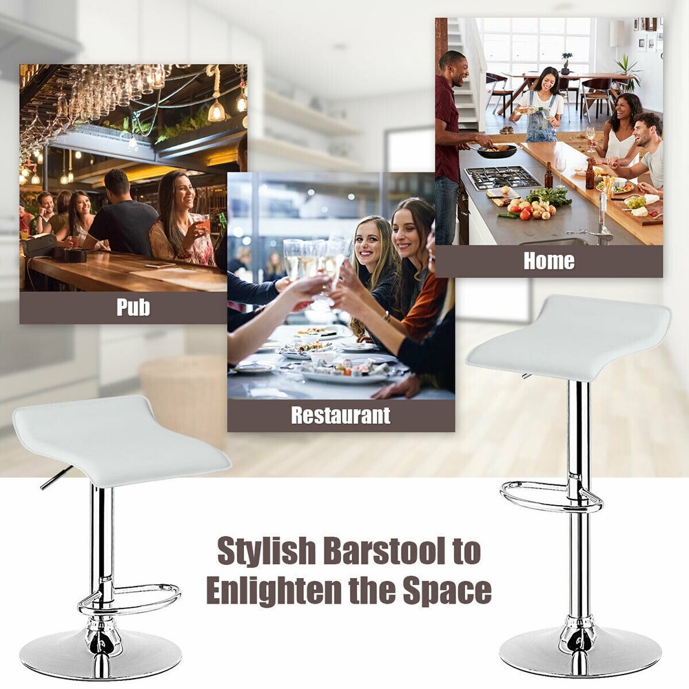 Gymax Set of 4 Swivel Bar Stool PU Leather Adjustable Kitchen Counter   See Details