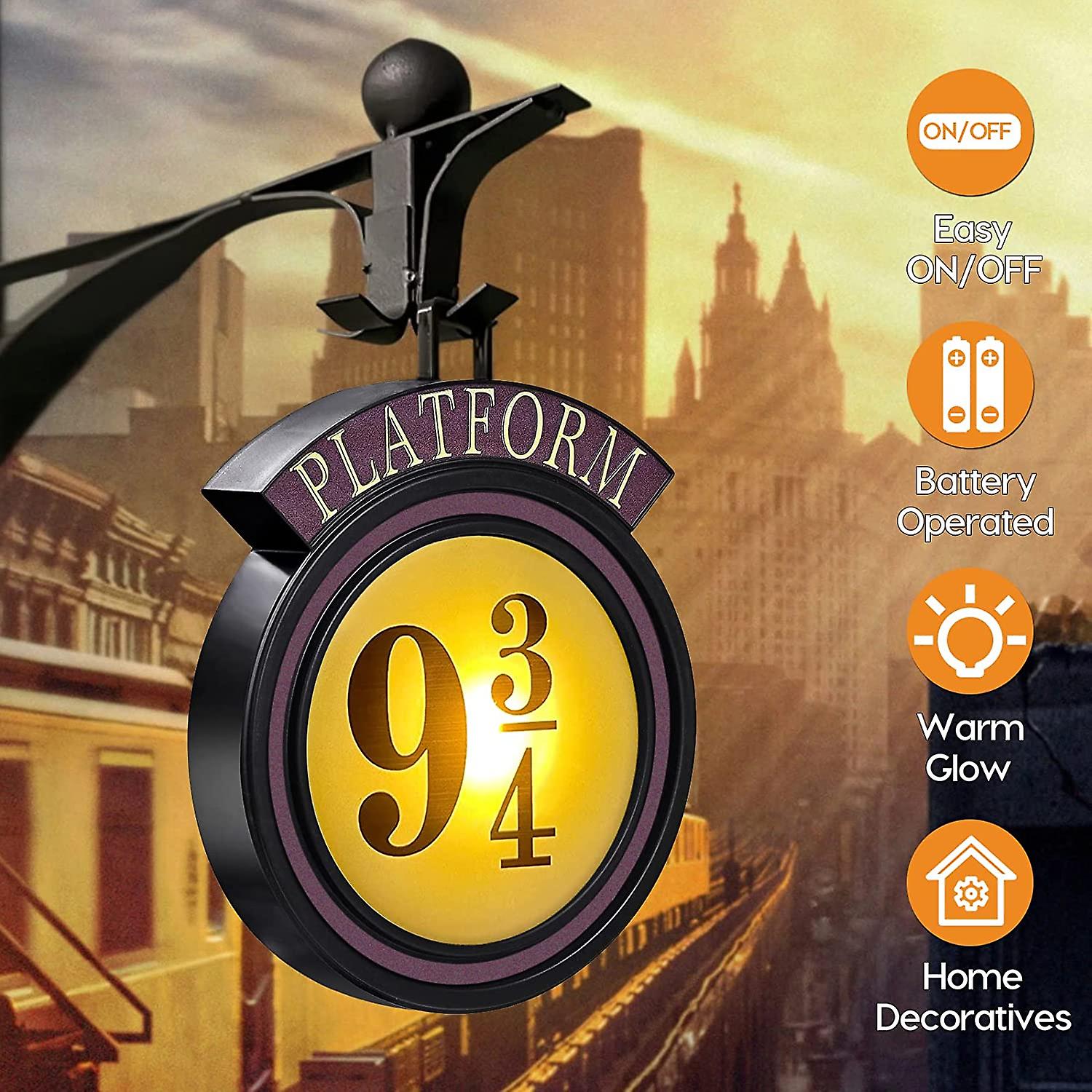 Platform 9 3/4 Night Light Hanging Room Decor Wall Lamp 9  Sign Decoration Wall Lights， Gift For Fan