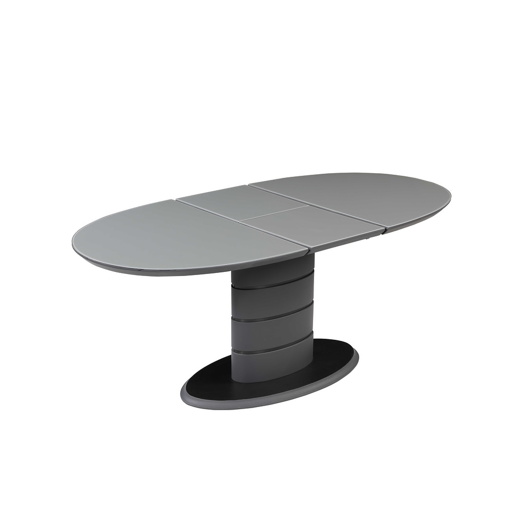 Somette Kenya Extendable Dining Table with Art Deco Stripe Base