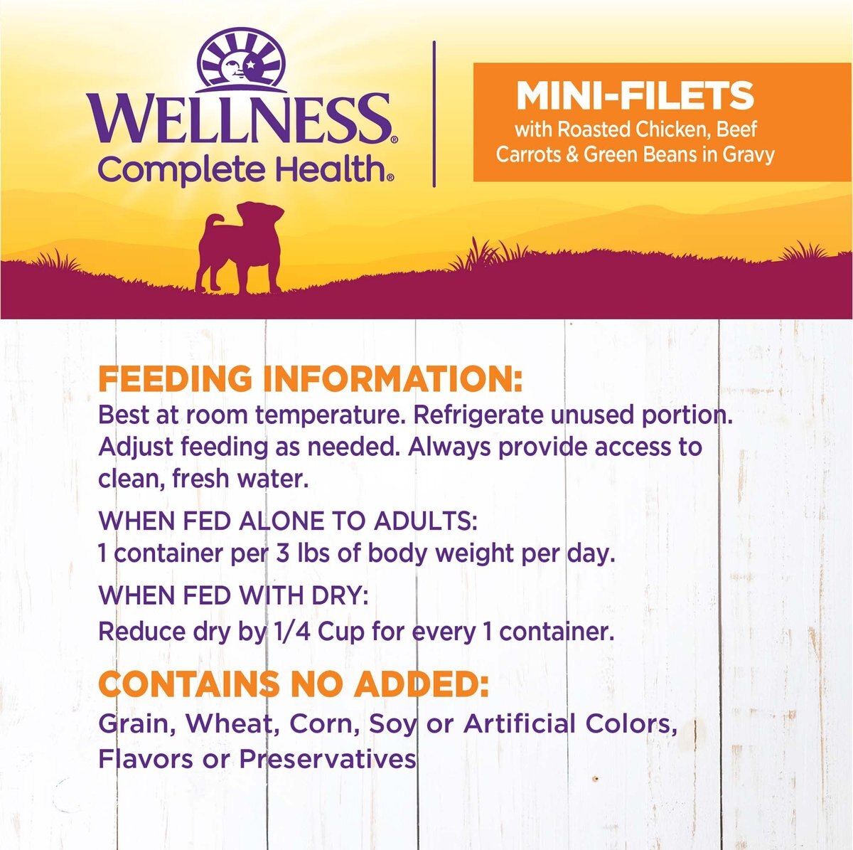 Wellness Petite Entrees Mini-Filets with Roasted Chicken， Beef， Carrots and Green Beans in Gravy Grain-Free Wet Dog Food