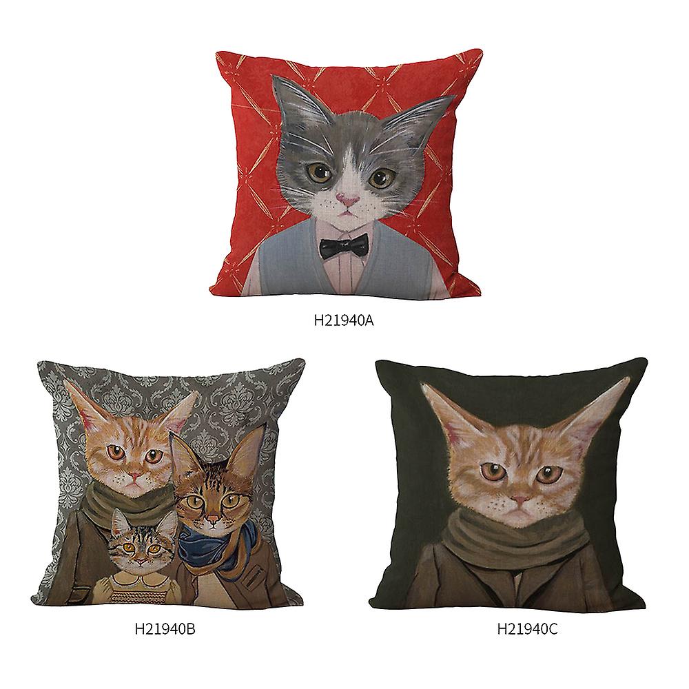 18 * 18 Inches / 45 * 45cm Polyester Cartoon Cat Cushion Cover Decorative Sofa Car Waist Square Pillow Case Pillowcase Home Bay Window Bedside Decor