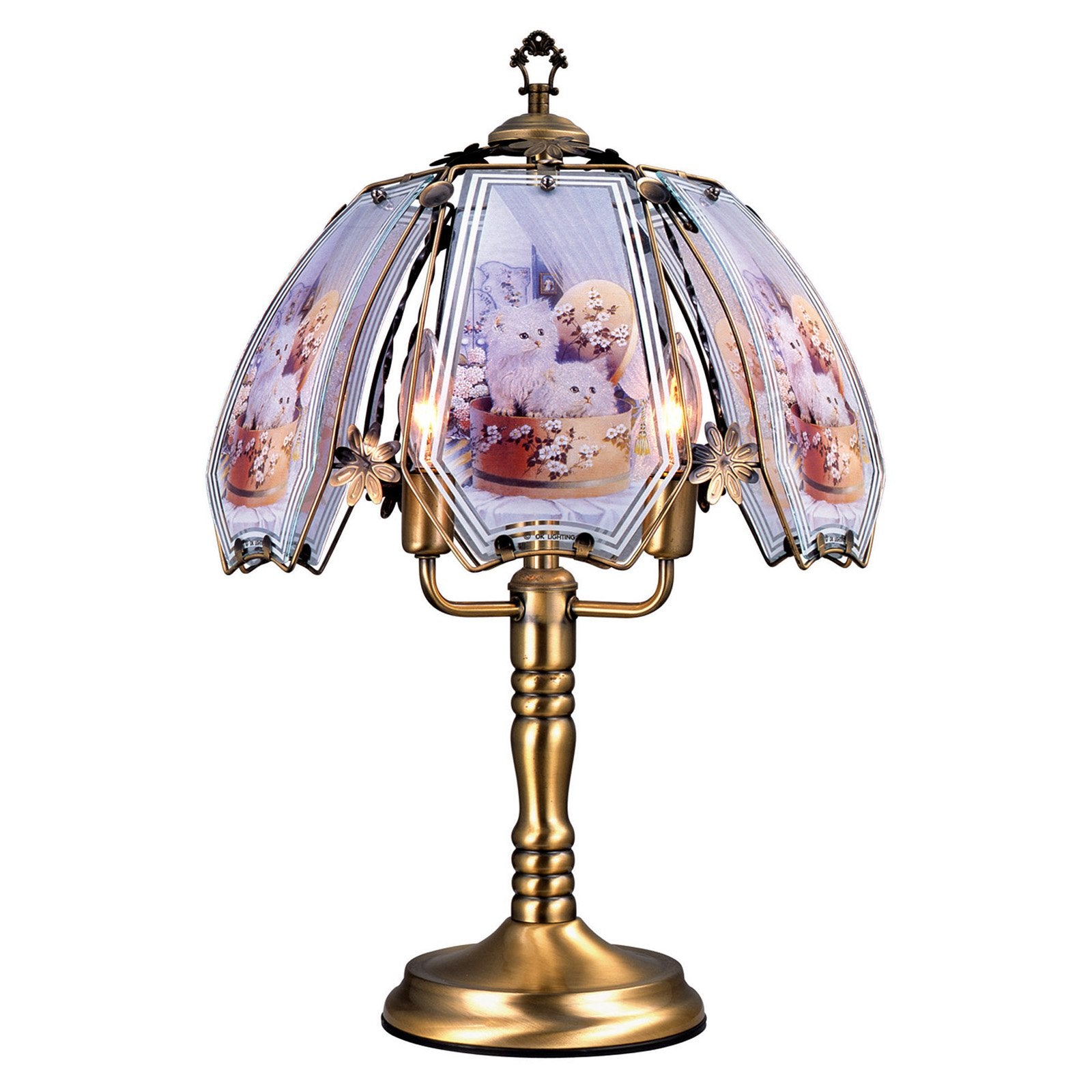 ORE International Traditional Hummingbirds Multicolor Glass Touch Table Lamp