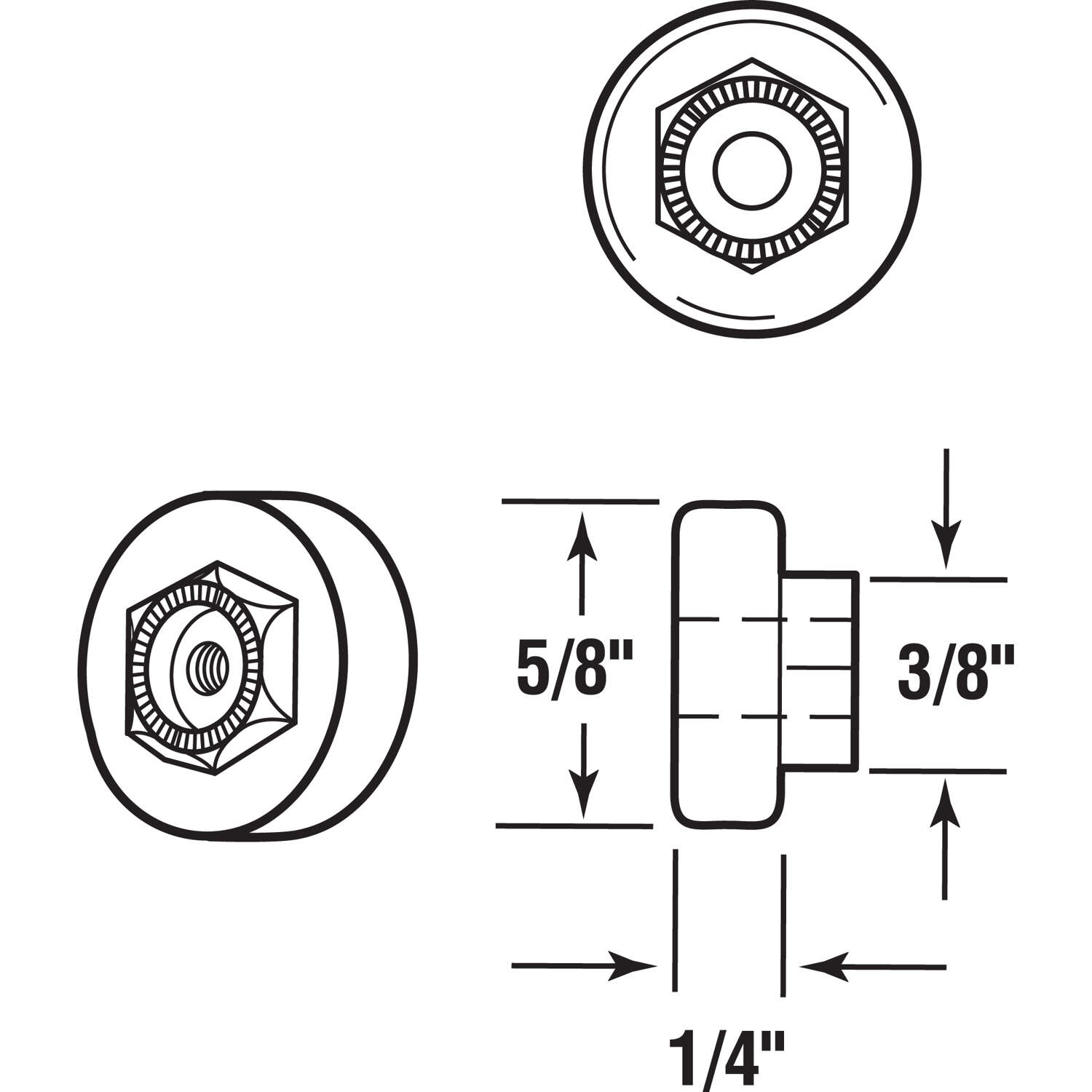 Prime-Line 5/8 in. D X 1/4 in. L Nylon/Steel Roller 2 pk