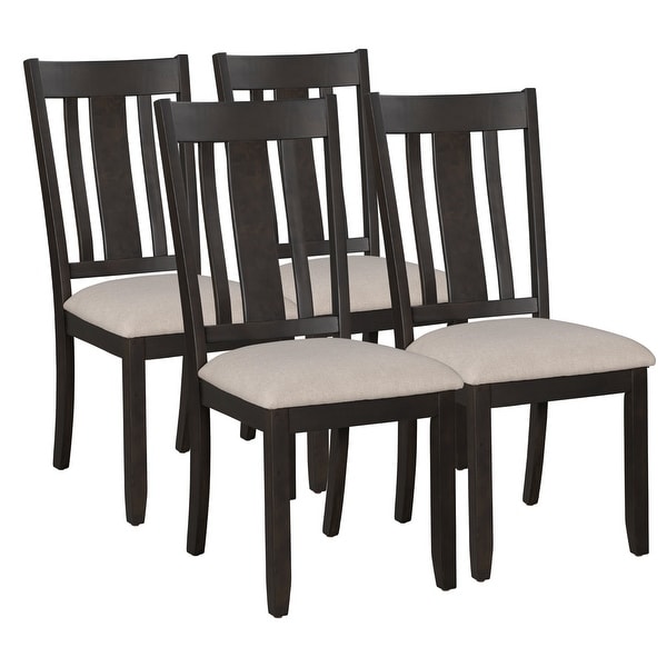 Industrial Style Wooden Dining Chairs with Ergonomic Design and Solid Wood Legs， Set of 4