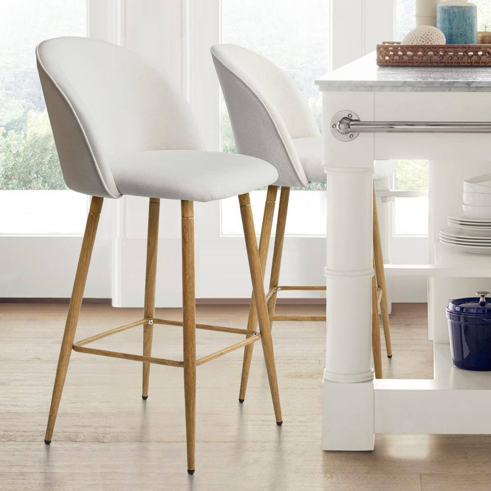 Elevens Upholstered High Back Metal Frame 26 in. Counter Stool (Set of 2) (16.3 in. W x 37.6 in. H) LOLA-MIDBAR-OATMEAL