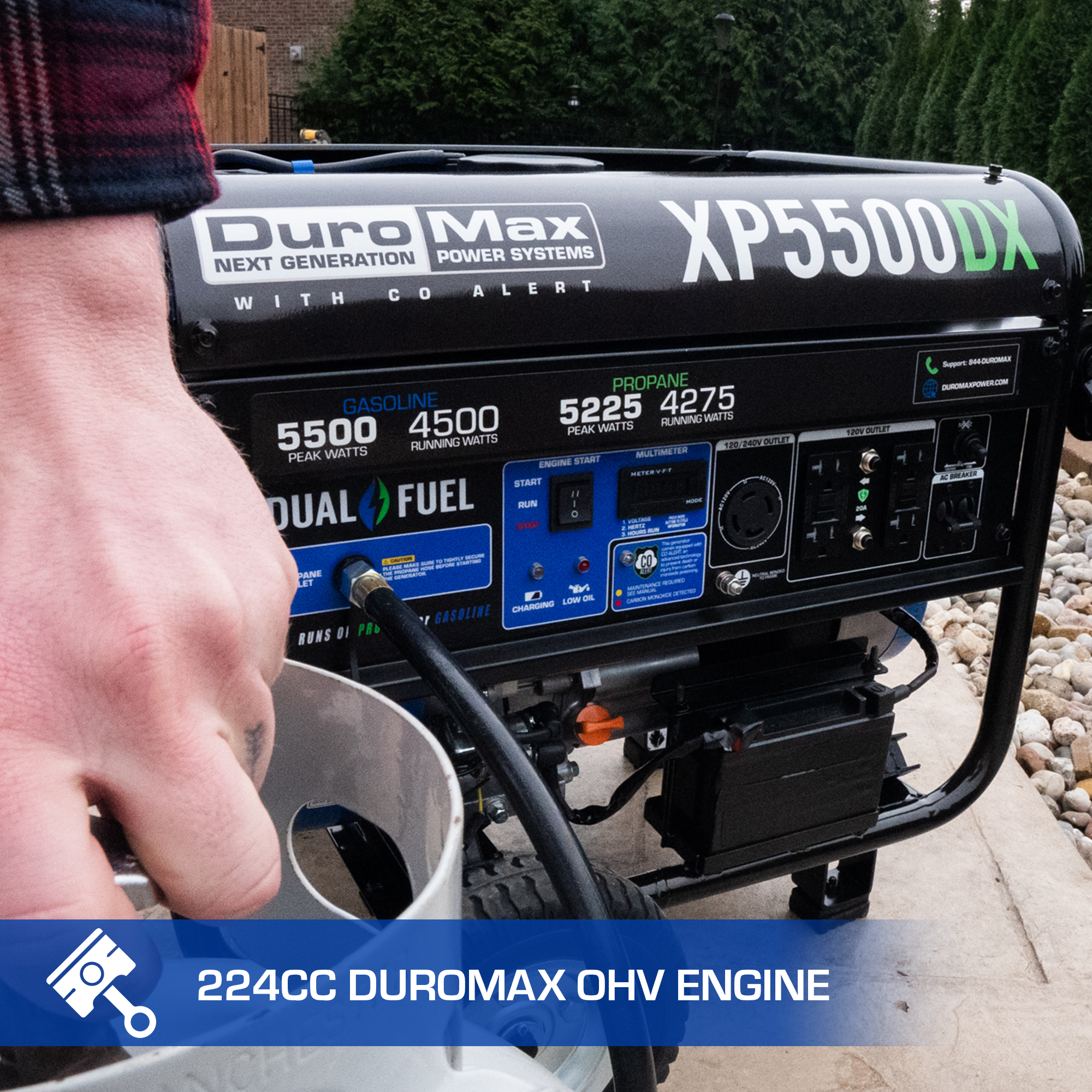 5,500 Watt Dual Fuel Portable Generator w/ CO Alert