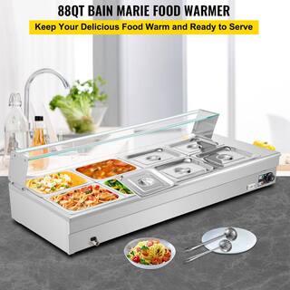 VEVOR 8 Pan x 12 GN Bain Marie Food Warmer 88 qt. Food Grade Stainless Steel Commercial Food Steam Table 1500-Watt BLZBWTC8PB2800001V1