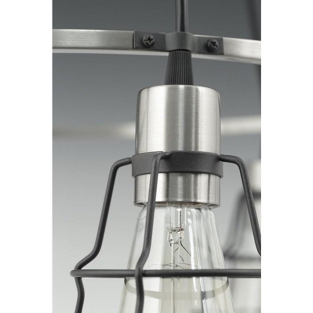 Progress Lighting Gauge Collection 1 light Mini pendant Graphite Finish Open Cage Design Steel Frame