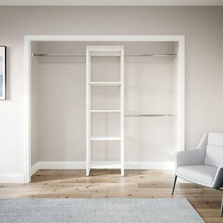 CLOSETS By LIBERTY 48 in. W to 92 in. W White Closet Shelf Tower with Rod Extensions Wood Closet System HSUL06-RW-RO