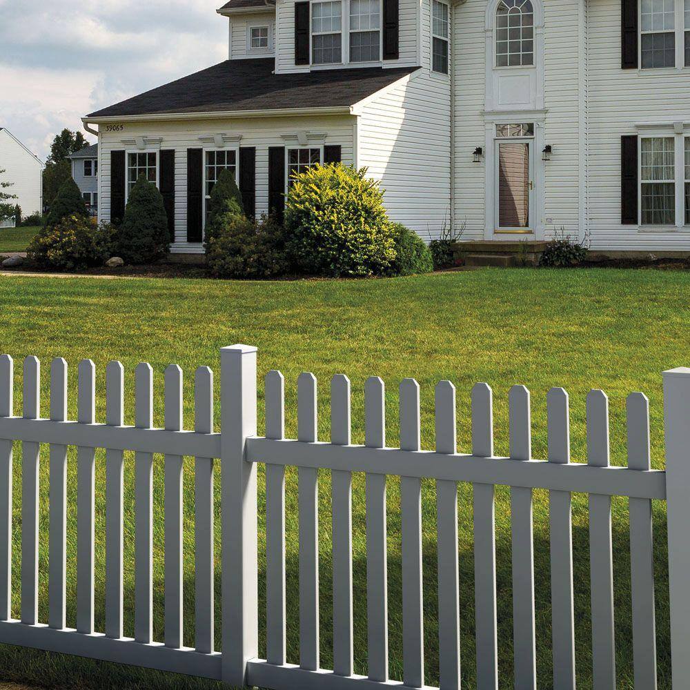 Barrette Outdoor Living Seneca Straight 4 ft. H x 6 ft. W White Vinyl Fence Panel Kit 73014406