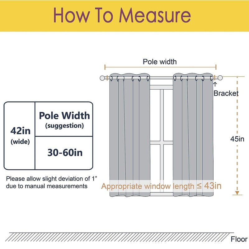 Bedroom Kitchen Blackout Short Curtain Panels  Insulated Blackout Curtains 2 Panels