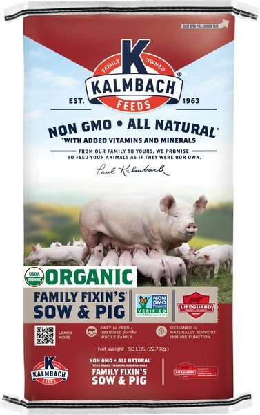 Kalmbach Feeds Family Fixin's Organic Pellet Pig Feed， 50-lb bag