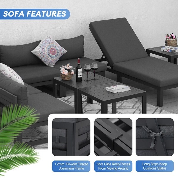 Nicesoul Luxury Patio Aluminum Sofa Conversation Furniture Set with Coffee Table