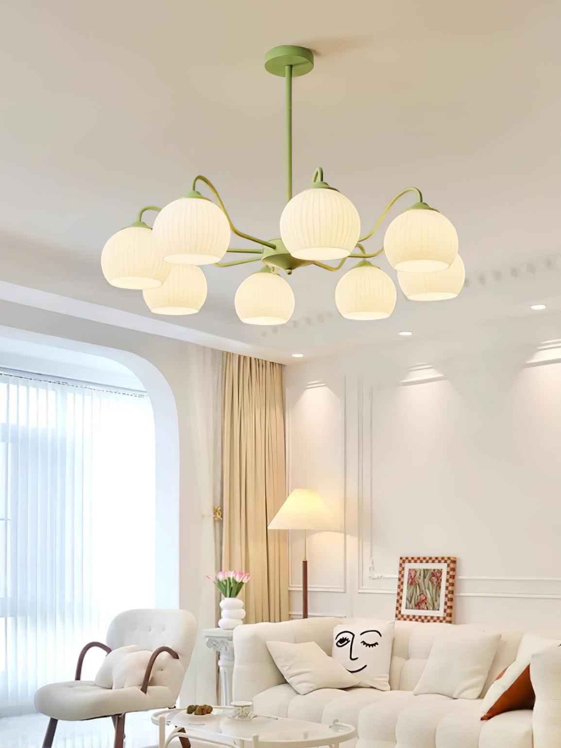 Ribbed Glass Matcha Chandelier