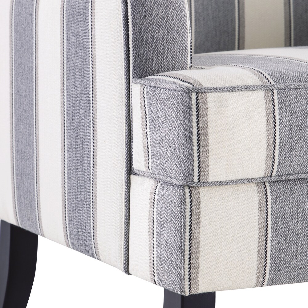 HUIMO Club Chair Linen Upholstered Accent Armchair with Nailhead Trim and Wood Legs Blue/ Red/ Grey  Rivets design