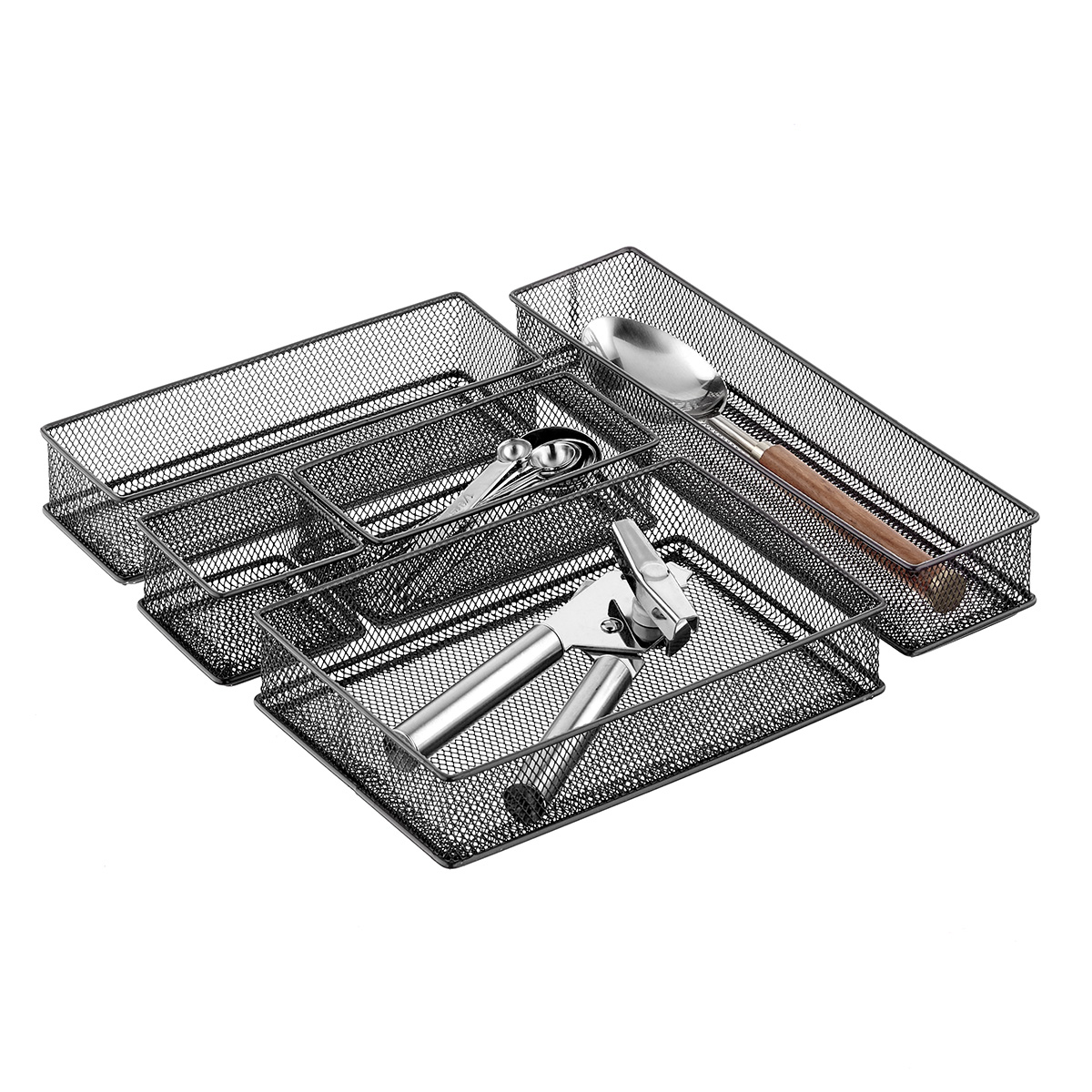 Graphite Mesh Drawer Organizer Set