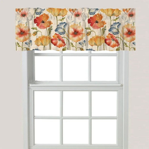 Laural Home Multi Watercolor Poppies Window Valance