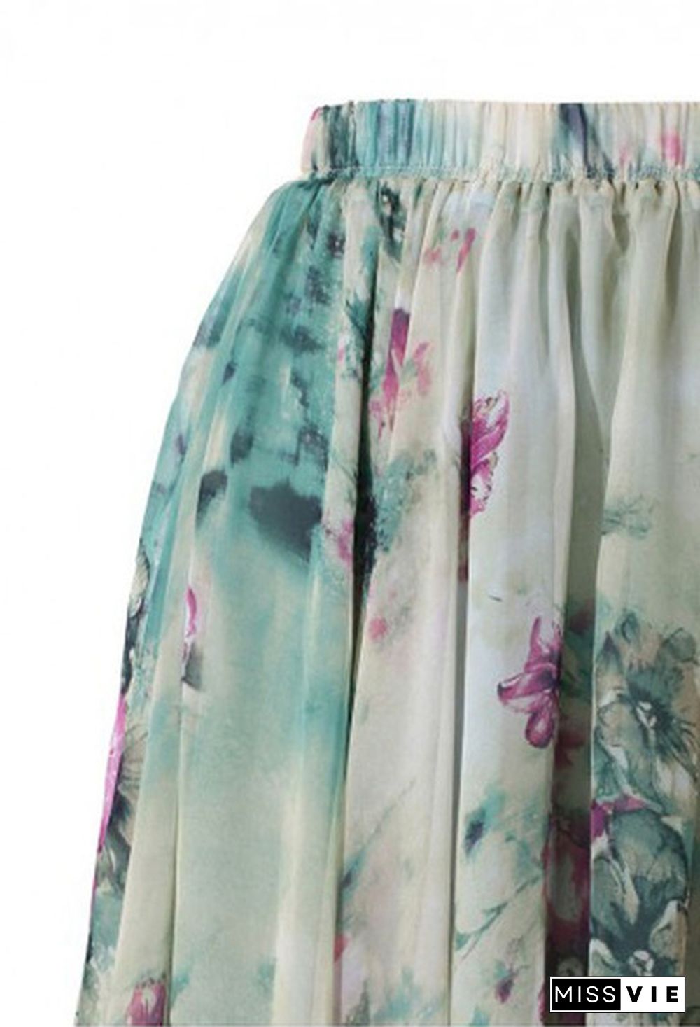 Women Floral Print Jersey Gypsy Long Maxi Skirt Summer Beach Sundress Beach