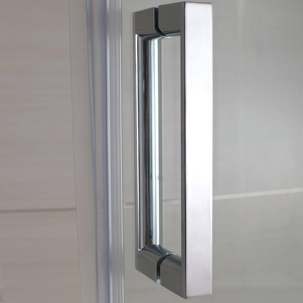 Schon Judy 60 in. x 59 in. Semi-Framed Sliding Trackless Tub and Shower Door in Chrome with Clear Glass SC70013