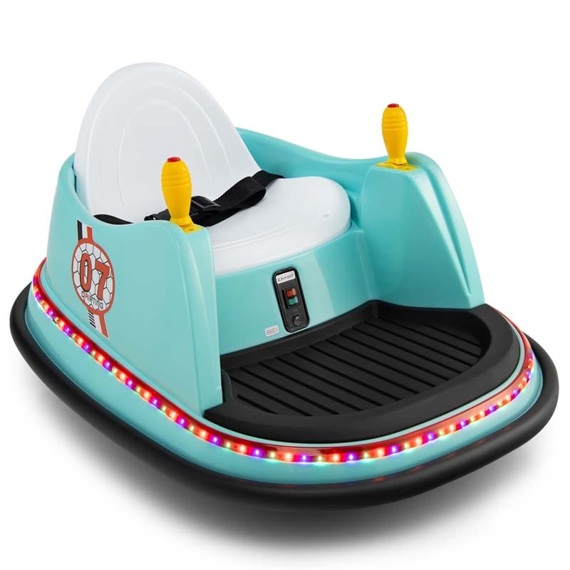 6V Kids Ride On Bumper Car 360-Degree Spin Race Toy with Dual Joysticks, Flashing LED Light, Remote Control