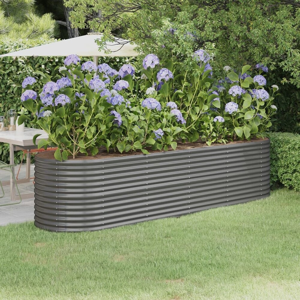 vidaXL Raised Garden Bed Raised Flower Bed Galvanized Steel Outdoor Planter