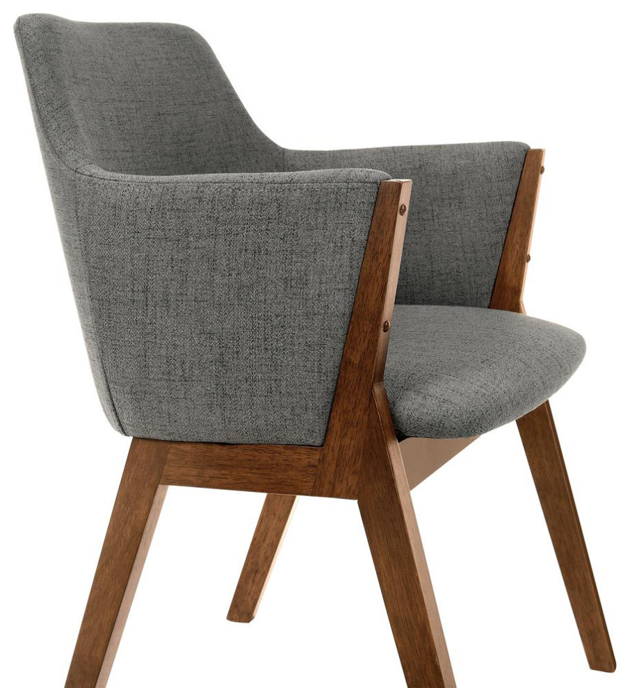 Renzo Charcoal Fabric and Walnut Wood Dining Side Chairs   Set of 2   Midcentury   Dining Chairs   by Armen Living  Houzz