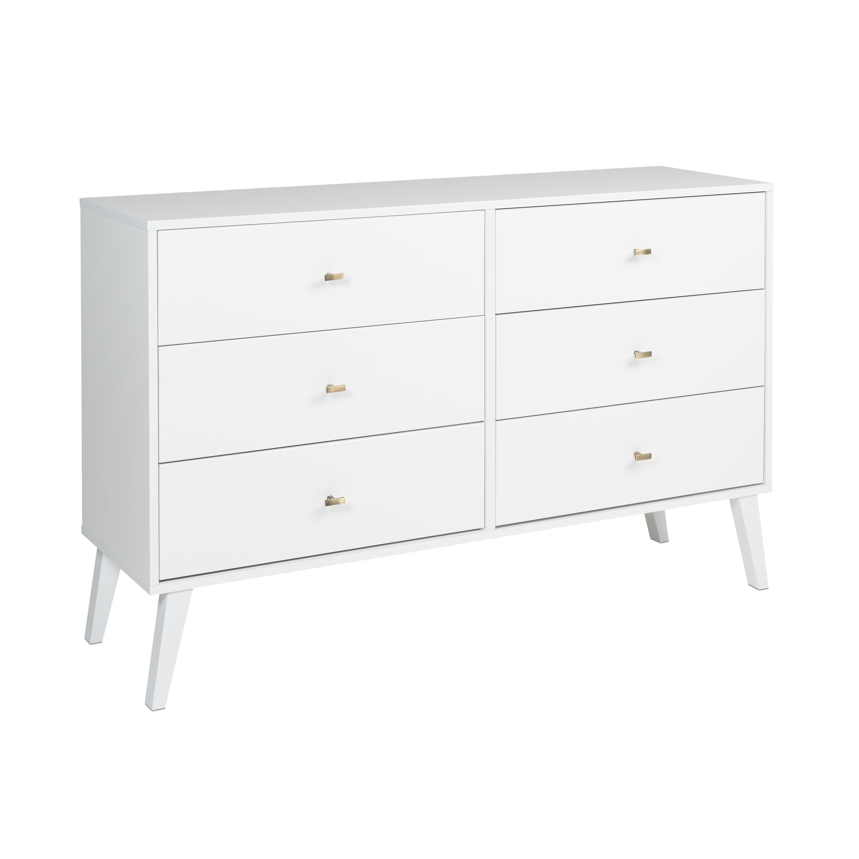 Prepac Milo Mid-Century 6 Drawer Wooden Double Dresser, 16