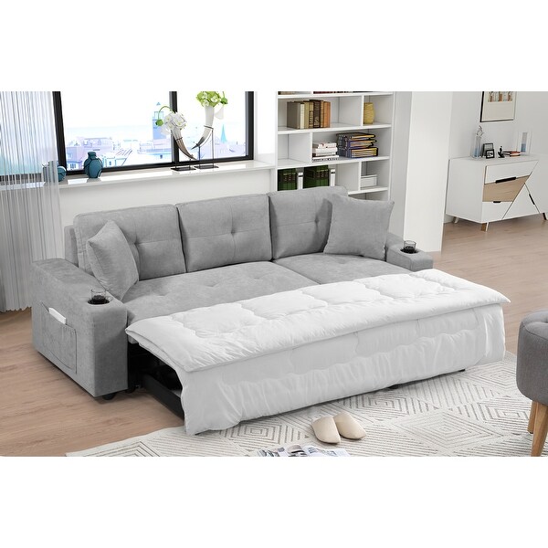 3-Seater L-Shape Sleeper Sofa Bed Convertible Sectional Couch