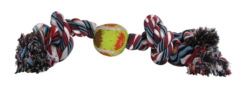 DOG TOY ROPE W/TENNIS BL