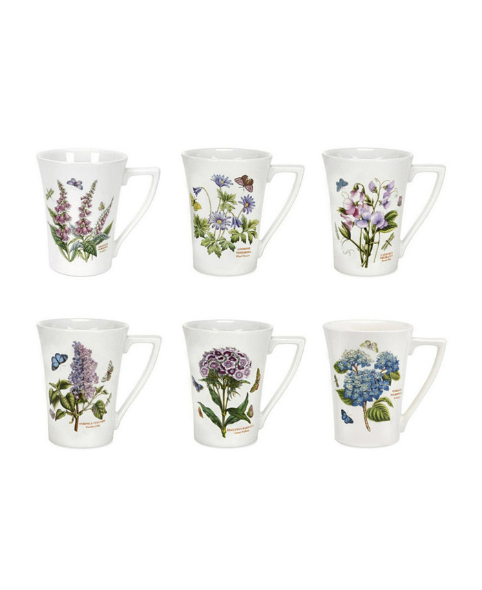 Portmeirion Botanic Garden Assorted Motifs Mandarin Mugs Set of 6