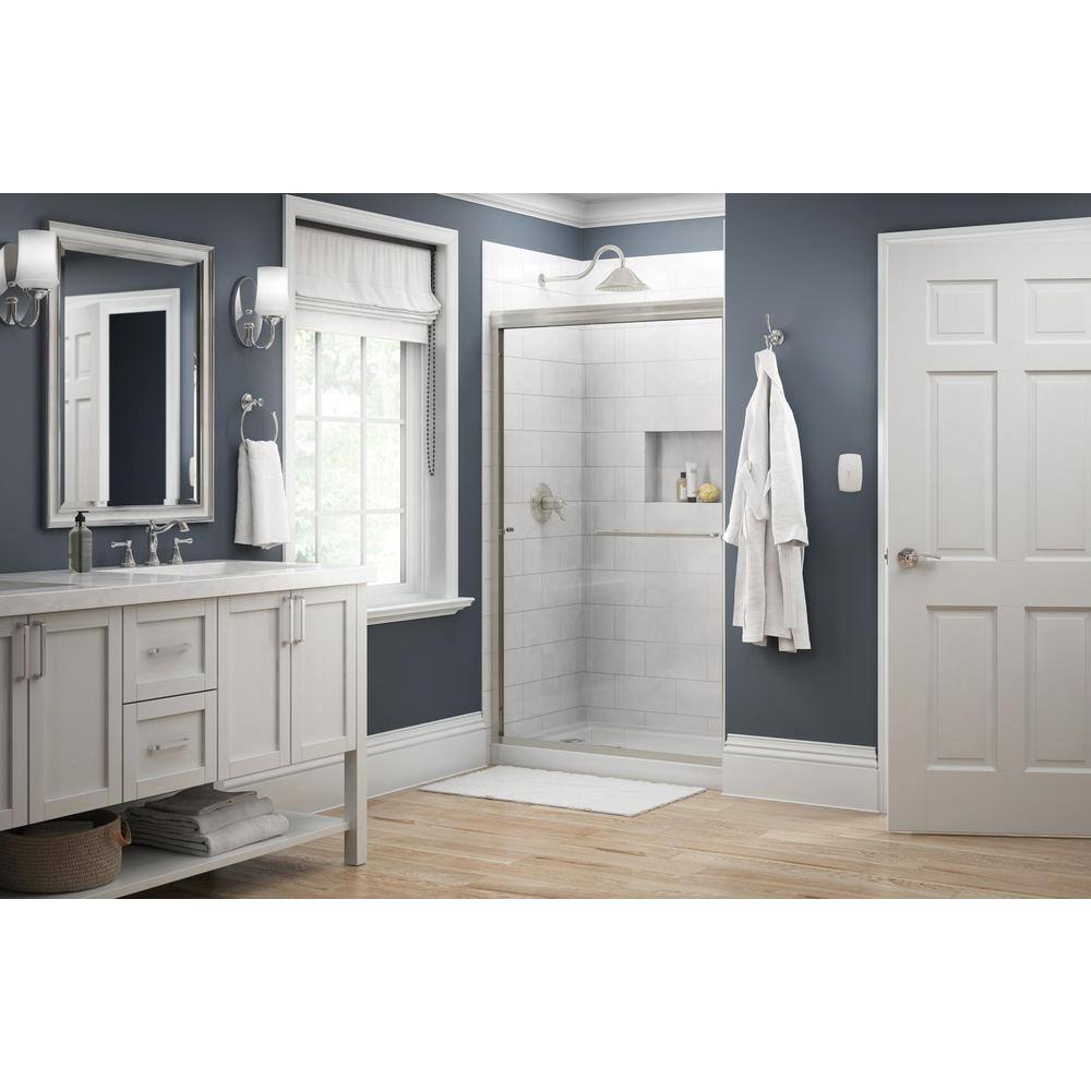 Delta Simplicity 48 in. x 70 in. Semi-Frameless Traditional Sliding Shower Door in Nickel with Clear Glass 2421828