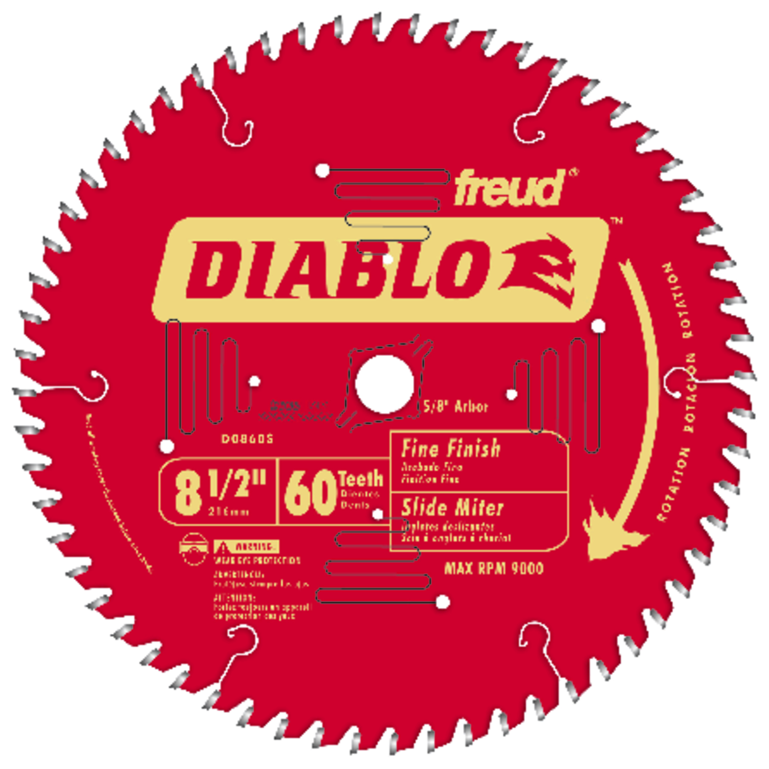 Diablo 8-1/2 in. D X 5/8 in. TiCo Hi-Density Carbide Miter Saw Blade 60 teeth 1 pc