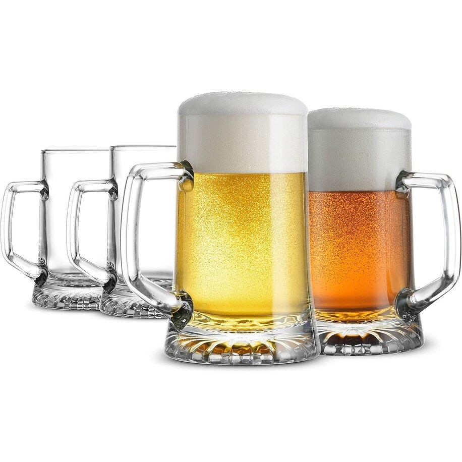 Bormioli Rocco Solid Heavy Mug Beer Glasses with Handle Set of 4   17 Oz