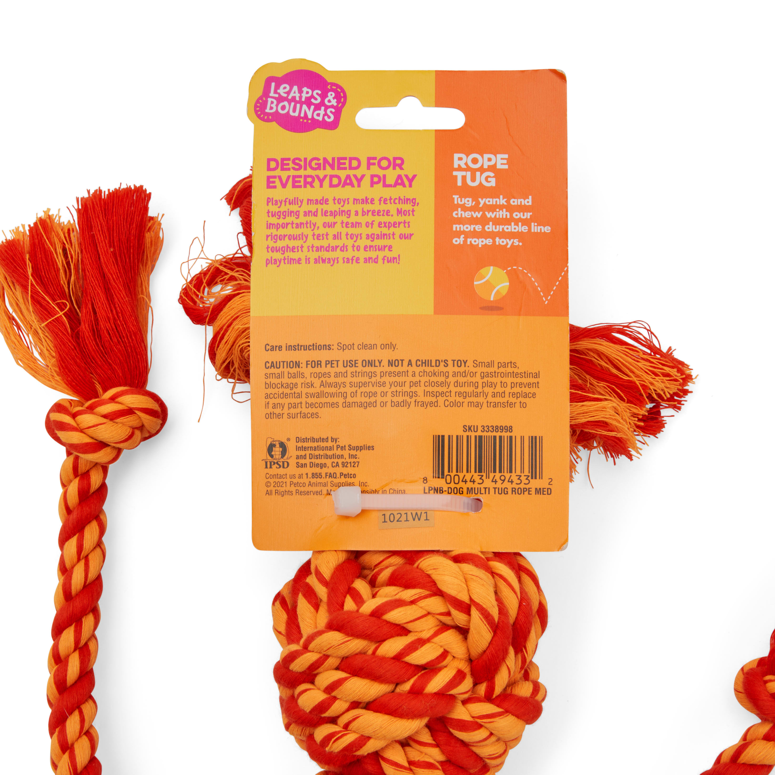 Leaps  Bounds Red  Multicolor Rope Dog Toy， X-Large