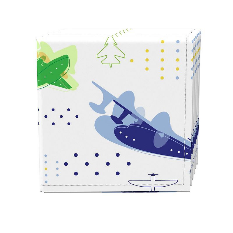 Napkin Set， 100% Polyester， Set of 4， 18x18， Airplane Design